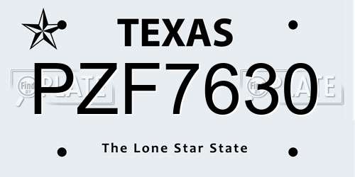 PZF7630 Texas License Plate