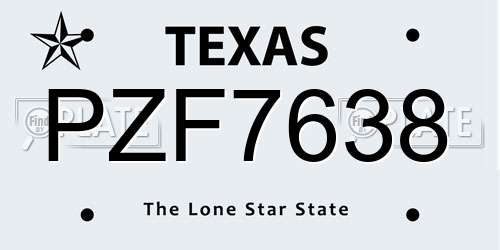 PZF7638 Texas License Plate