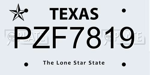 PZF7819 Texas License Plate