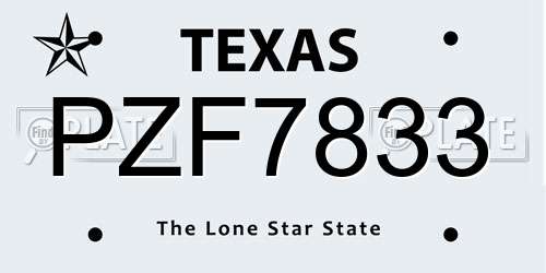 PZF7833 Texas License Plate