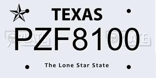 PZF8100 Texas License Plate