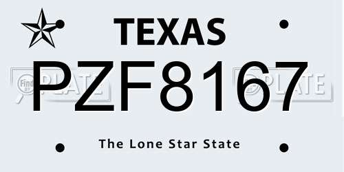 PZF8167 Texas License Plate