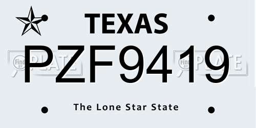 PZF9419 Texas License Plate