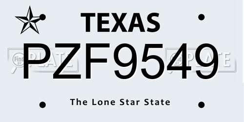 PZF9549 Texas License Plate