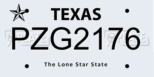 PZG2176 Texas License Plate