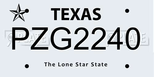 PZG2240 Texas License Plate