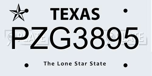 PZG3895 Texas License Plate