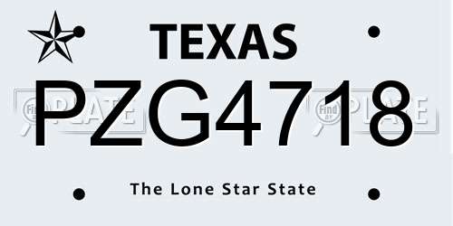 PZG4718 Texas License Plate