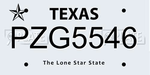 PZG5546 Texas License Plate