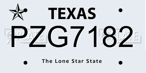 PZG7182 Texas License Plate