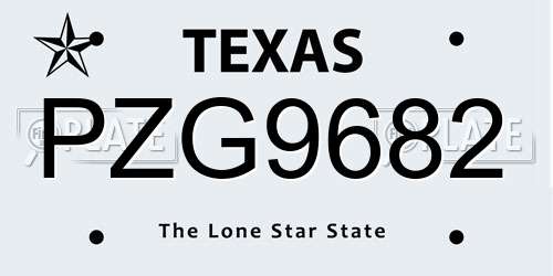 PZG9682 Texas License Plate