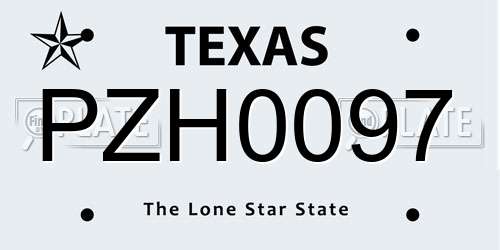 PZH0097 Texas License Plate