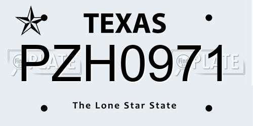 PZH0971 Texas License Plate