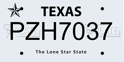 PZH7037 Texas License Plate