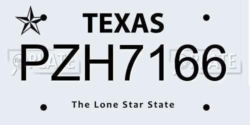 PZH7166 Texas License Plate
