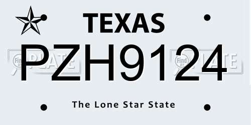 PZH9124 Texas License Plate
