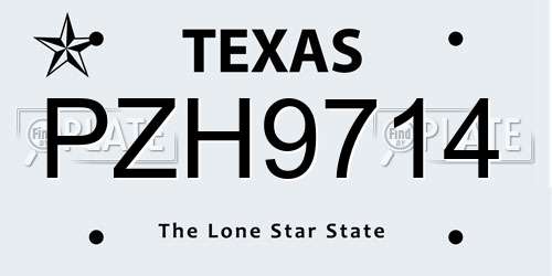 PZH9714 Texas License Plate