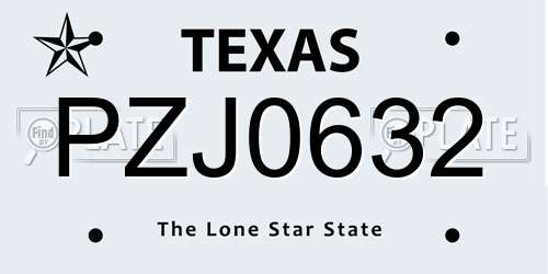 PZJ0632 Texas License Plate
