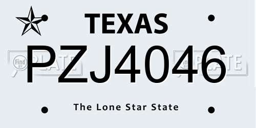PZJ4046 Texas License Plate
