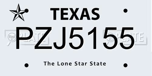 PZJ5155 Texas License Plate