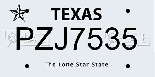 PZJ7535 Texas License Plate