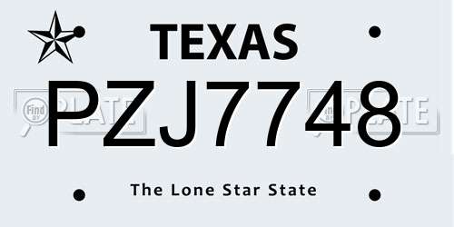 PZJ7748 Texas License Plate