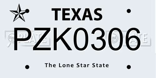PZK0306 Texas License Plate