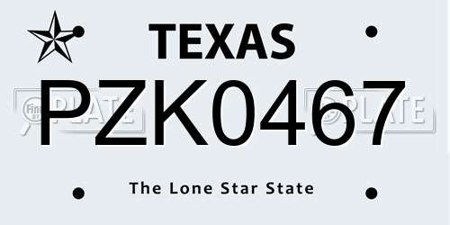PZK0467 Texas License Plate