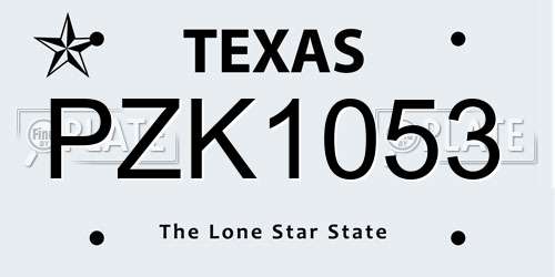 PZK1053 Texas License Plate