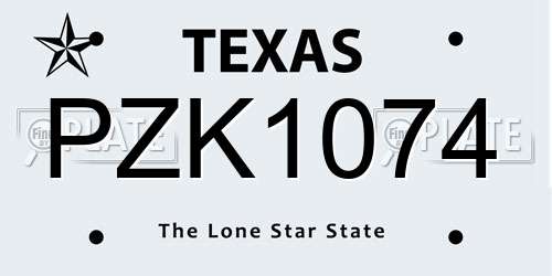 PZK1074 Texas License Plate