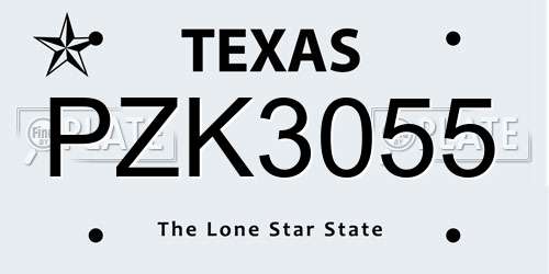 PZK3055 Texas License Plate