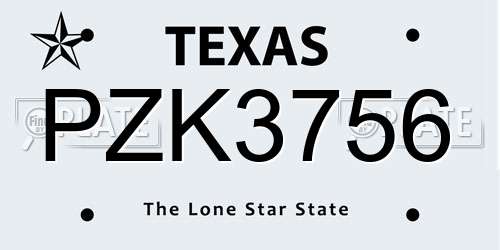 PZK3756 Texas License Plate