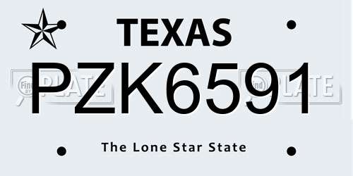 PZK6591 Texas License Plate