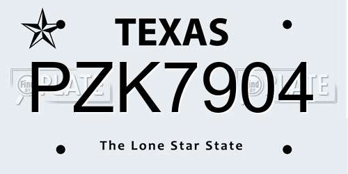 PZK7904 Texas License Plate