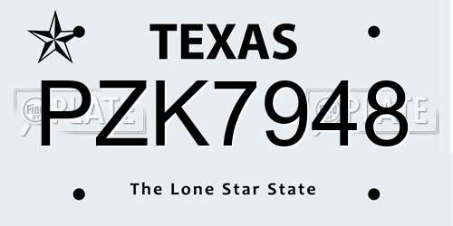 PZK7948 Texas License Plate