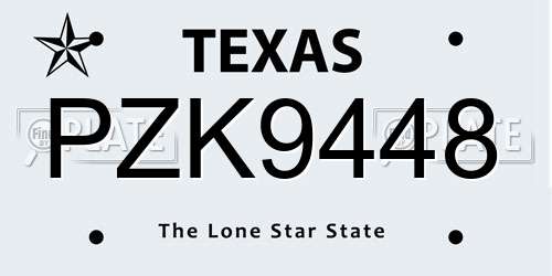 PZK9448 Texas License Plate