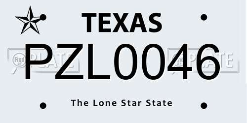 PZL0046 Texas License Plate