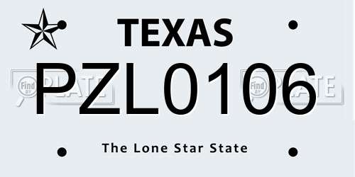 PZL0106 Texas License Plate