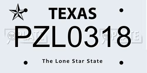 PZL0318 Texas License Plate
