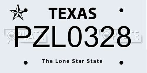 PZL0328 Texas License Plate