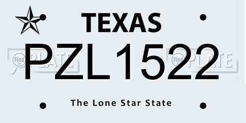 PZL1522 Texas License Plate