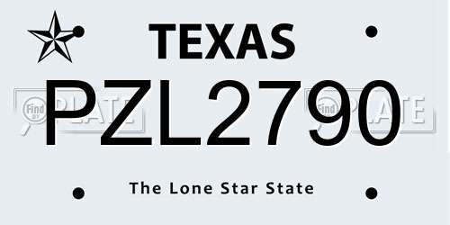 PZL2790 Texas License Plate