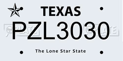 PZL3030 Texas License Plate