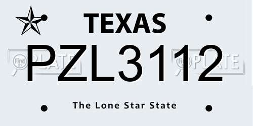 PZL3112 Texas License Plate