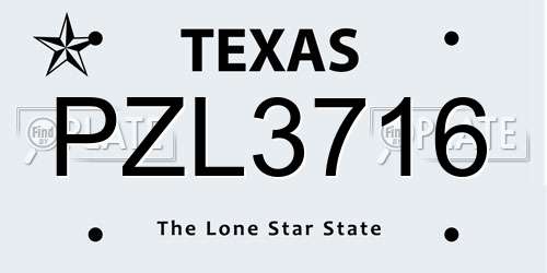 PZL3716 Texas License Plate