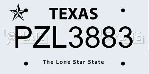 PZL3883 Texas License Plate