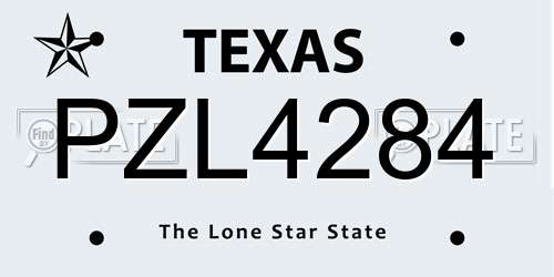 PZL4284 Texas License Plate
