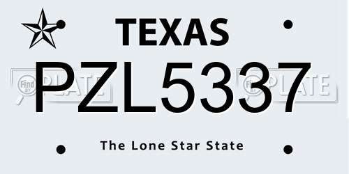 PZL5337 Texas License Plate