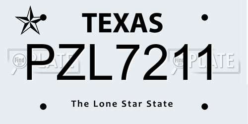 PZL7211 Texas License Plate