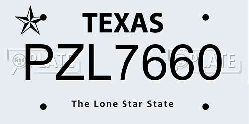 PZL7660 Texas License Plate